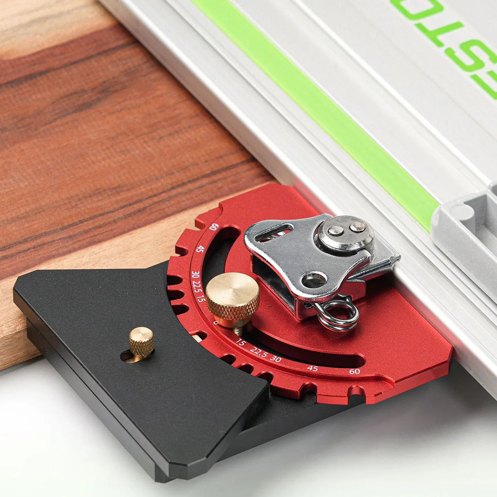 Woodworking Track Saw Angle Fence Guide 0-180 Degrees Adjustable, Precision Aluminum Alloy Angle Stop for Track Saw Rails