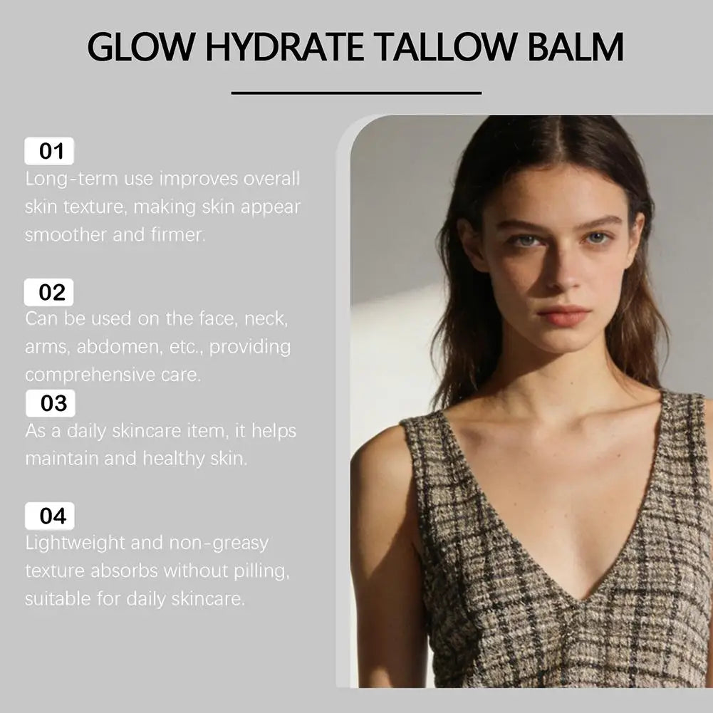 Natural GHK-CU Copper Peptide Tallow Balm Blue Cream - Brighten Hydrating Face & Body Moisturizer, for Dry Sensitive Mature Skin