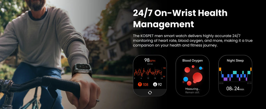 KOSPET TANK M4C Advanced GPS Smartwatch for Men MIL-STD-810H Tough 5ATM Waterproof Integrated Flashlight & Health Tracking