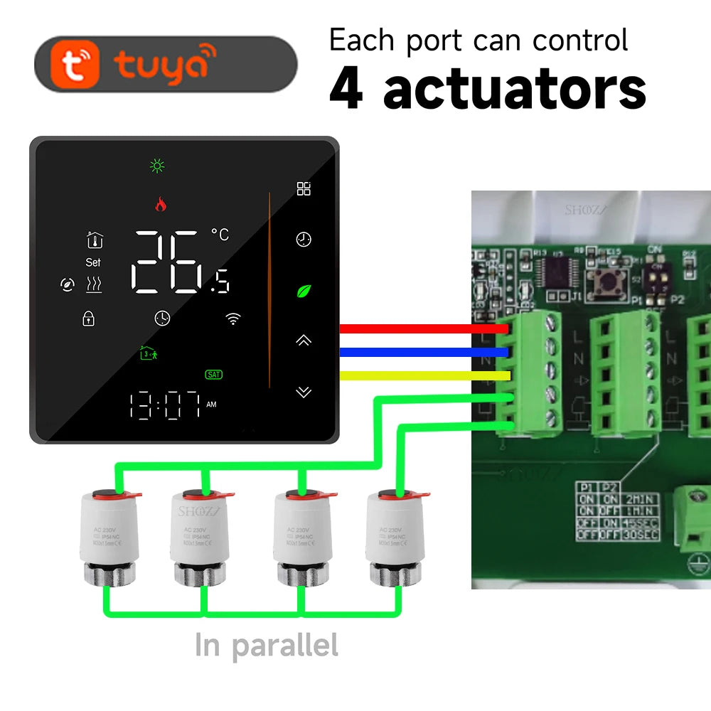 Smart WiFi Thermostat for Floor Heating&Cooling System Compatible with Gas Boiler Heat Pump HVAC Control Controller/Actuator