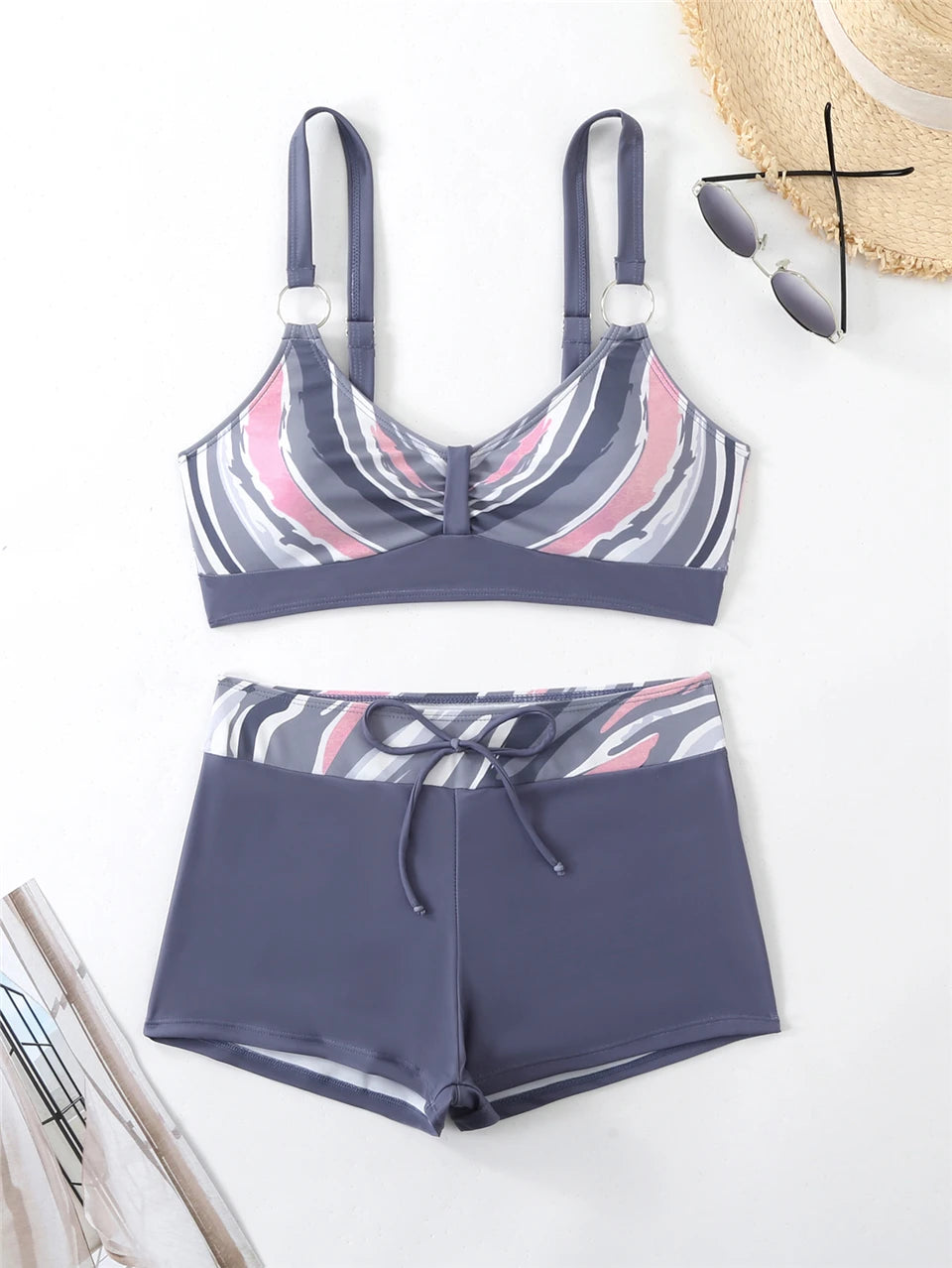 2025 High Waist Bikinis Women Sports Swimwear Print Bathing Suit Female Padded Beach Wear Bathers Swimming Swimsuit Summer