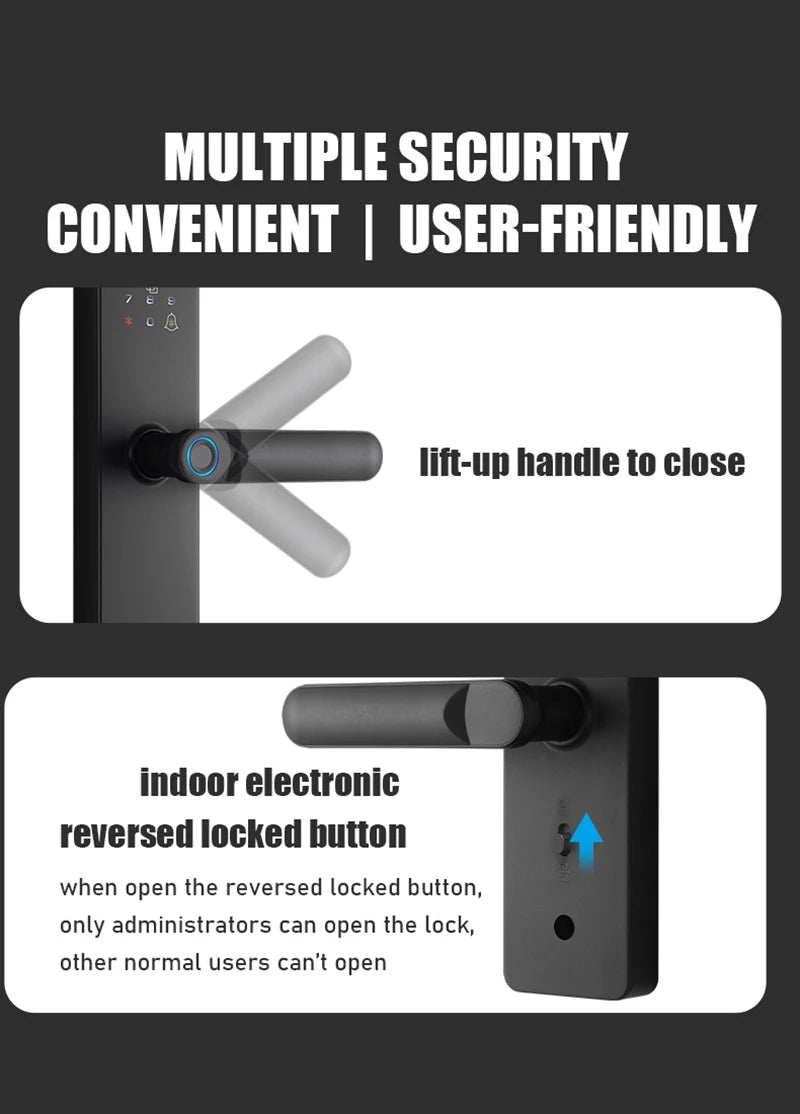 Tuya Wifi Fingerprint Smart Door Lock Digital Electronic Lock Remote Unlock Keyless Security Anti-theft Smart Home Hotel Office