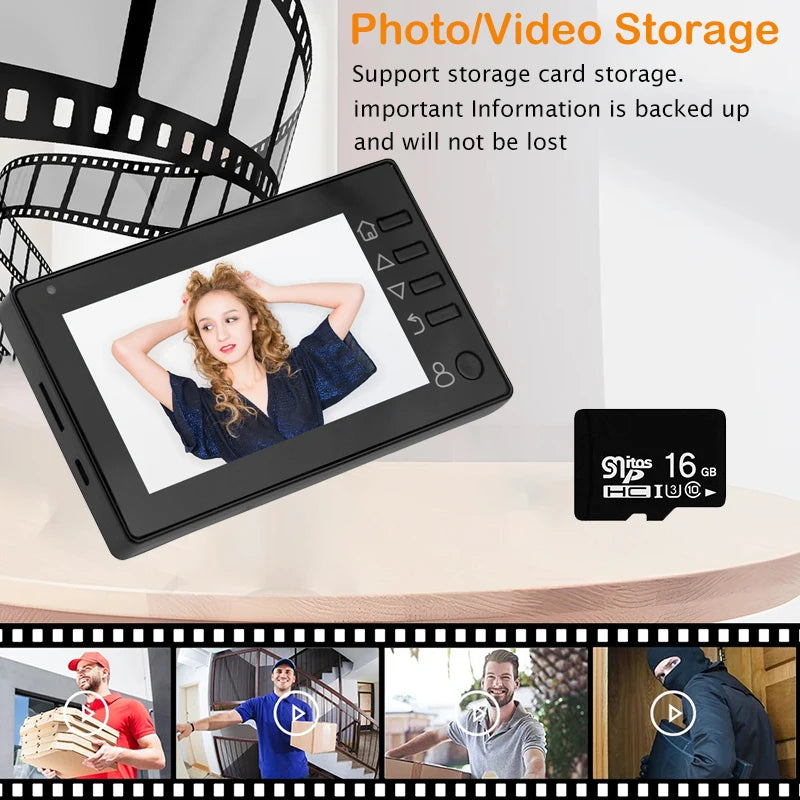 New 4.3 Inch Peephole 140° Smart Video Doorbells Door Viewer Camera Security Monitor 1080P HD Visual Doorbell