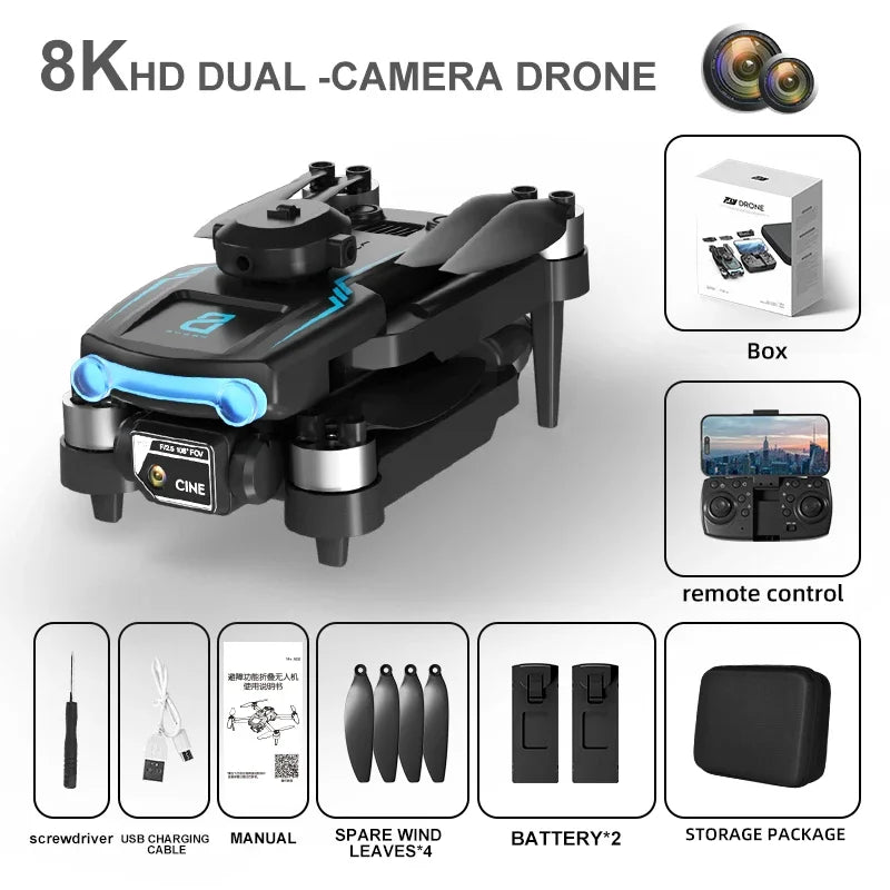 8K HD Camera Drone | Foldable Obstacle Avoidance Quadcopter 8K Dual camera 2B Tidesmit