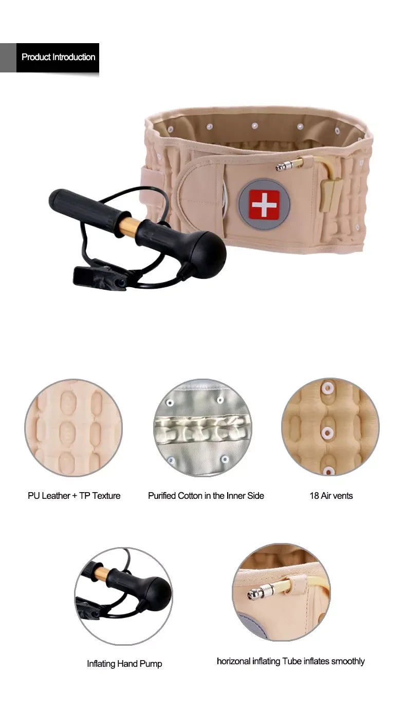 Lumbar Back Decompression Belt – Air Pump Relief Kit for Pain Support Relaxation Treatment Tidesmit