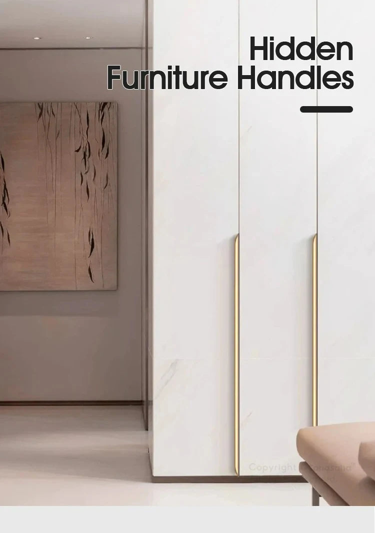 Aluminum Alloy Handles Invisible Furniture Pulls Cabinet Drawer Knobs Wardrobe Door Handles Hidden Hardware Accessories
