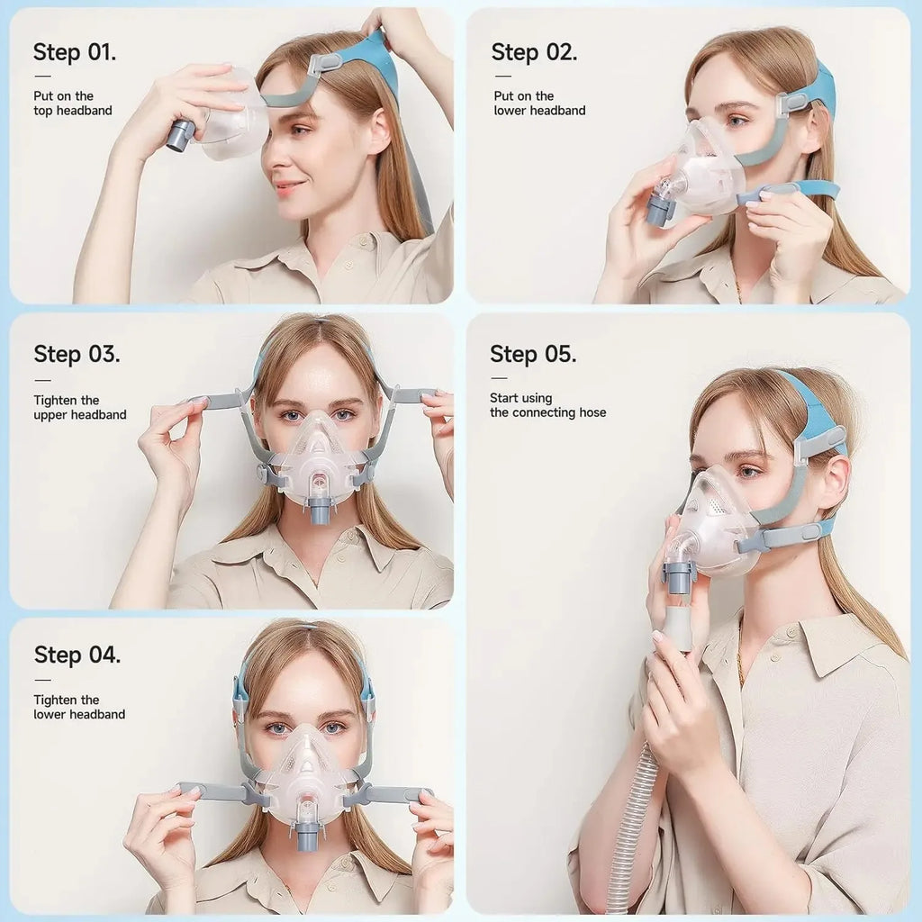 Resoxy CPAP Full Face Mask & Headgear Auto CPAP/BiPAP Mask Improved Comfort Anti Snoring Relief Sleep Apnea CPAP FULL Face Mask