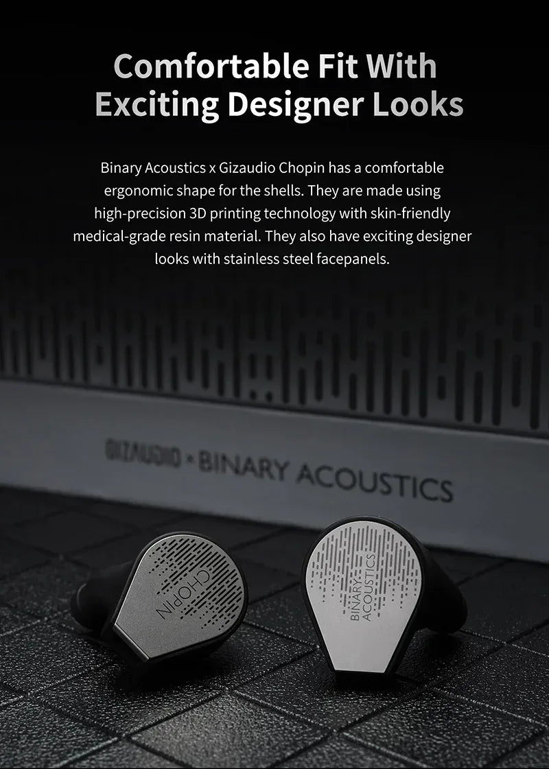 Binary Gizaudio Chopin IEMs | 1DD+3BA Hybrid HiFi Earphones | Tidesmit Tidesmit