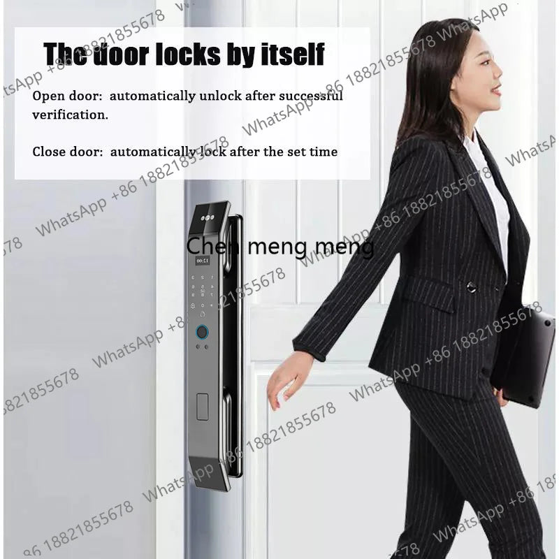 Tuya APP Smart Life APP Control Voice Intercom Smart Lock 3D Face Recognition Fingerprint Password Smart  Door Lock With Camera