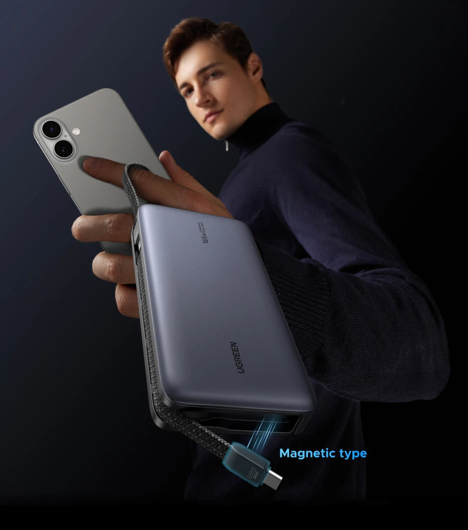 20000mAh Power Bank 67W Fast Charging Portable Charger with Built-in Cable Tidesmit