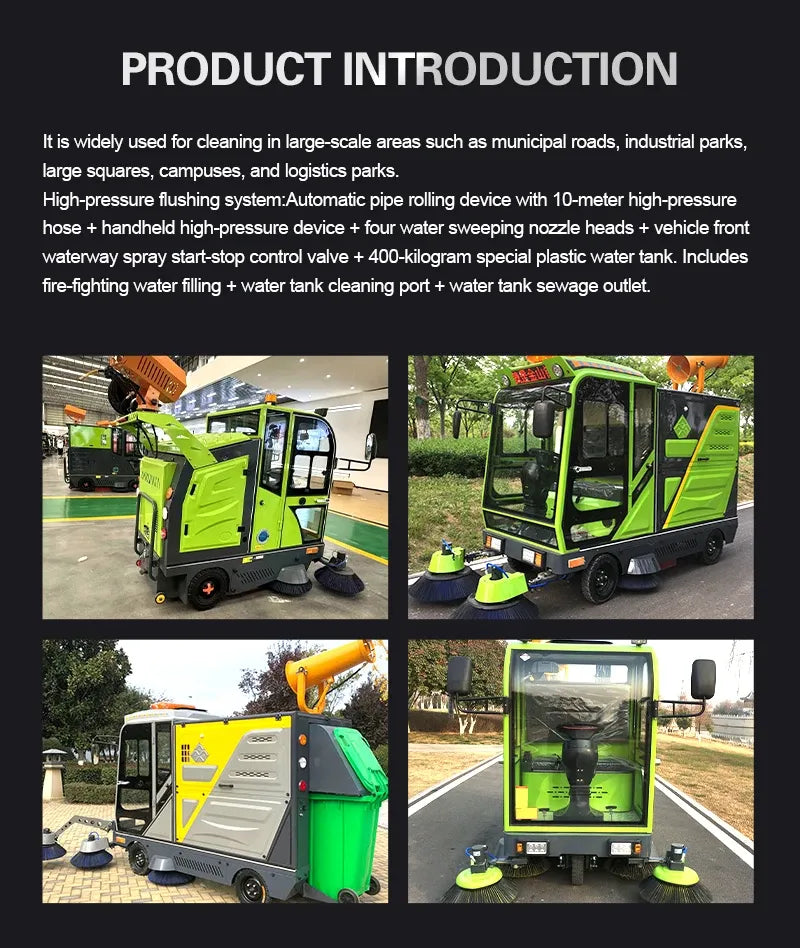 Tidesmit QK-989 Ride-on Electric Road Sweeper with 240L Trash Bin
