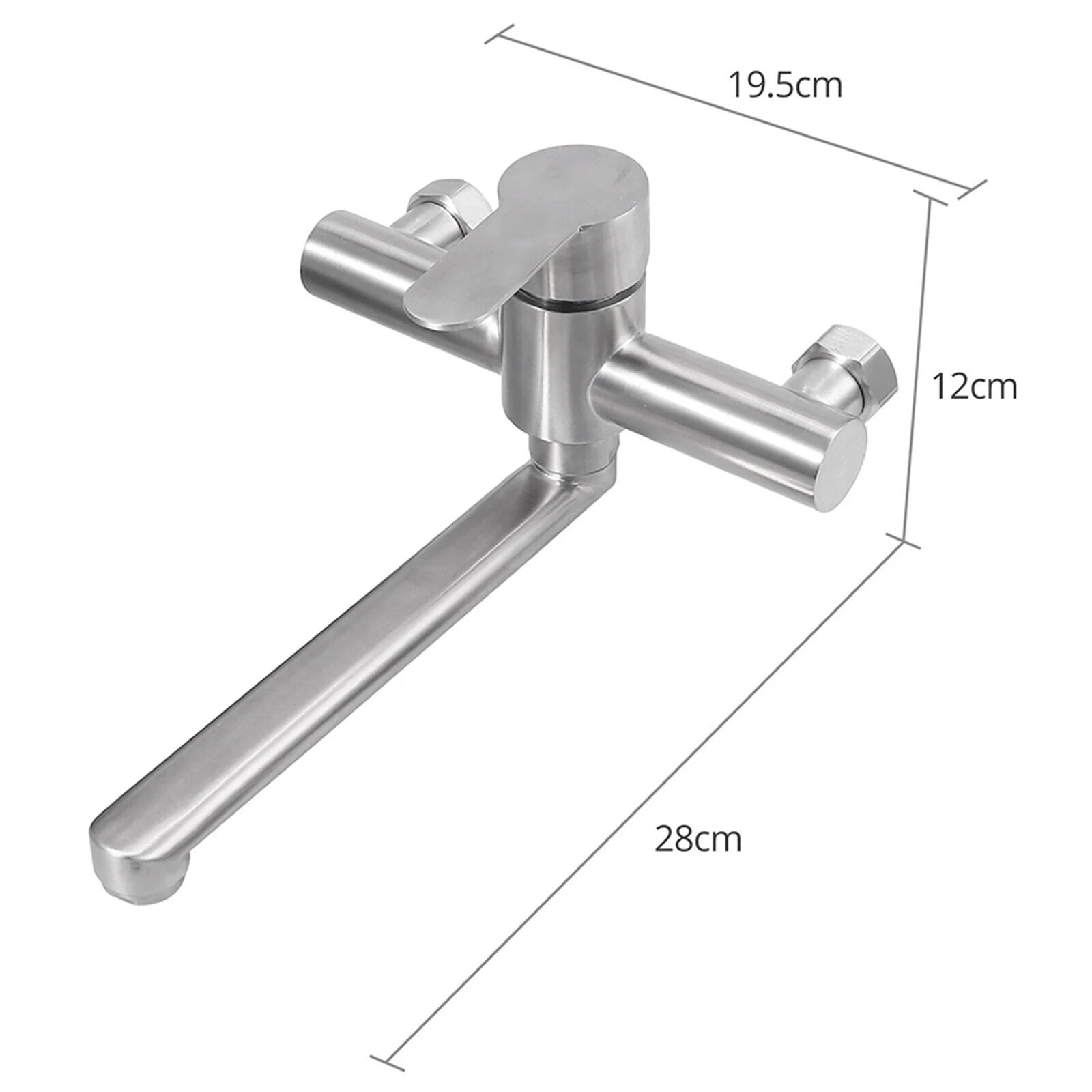 Silver Wall-Mounted Stainless Steel Rotatable Kitchen Faucet 360° Single Handle Hot and Cold Water Faucet For Both Homes Etc