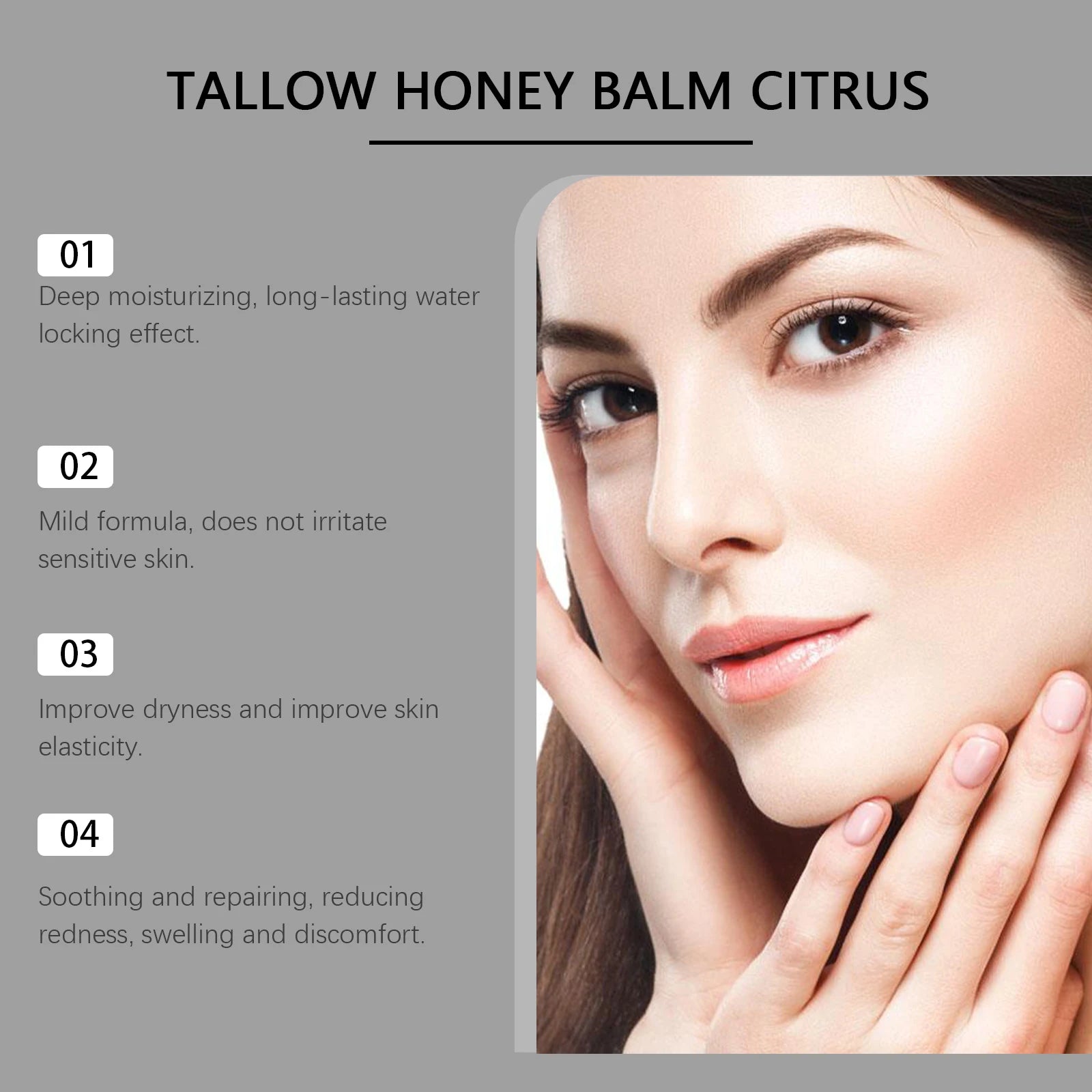 3Designs Natural Grass Fed Beef Tallow Honey Balm Lasting Hydrating Skin Improve Elasticity Korean Face Body Moisturizer Lotion