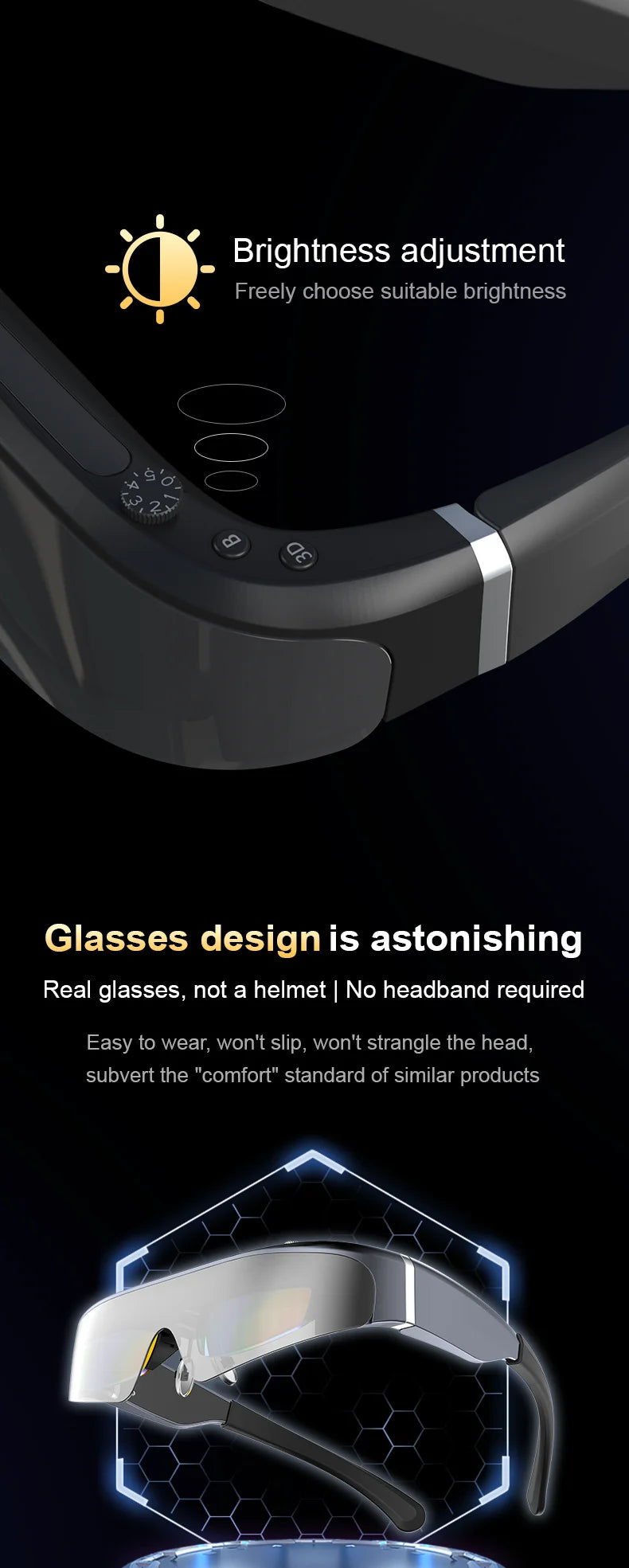 AR VR Smart Glasses | 200 Inch HD Cinema Display | Tidesmit Tidesmit