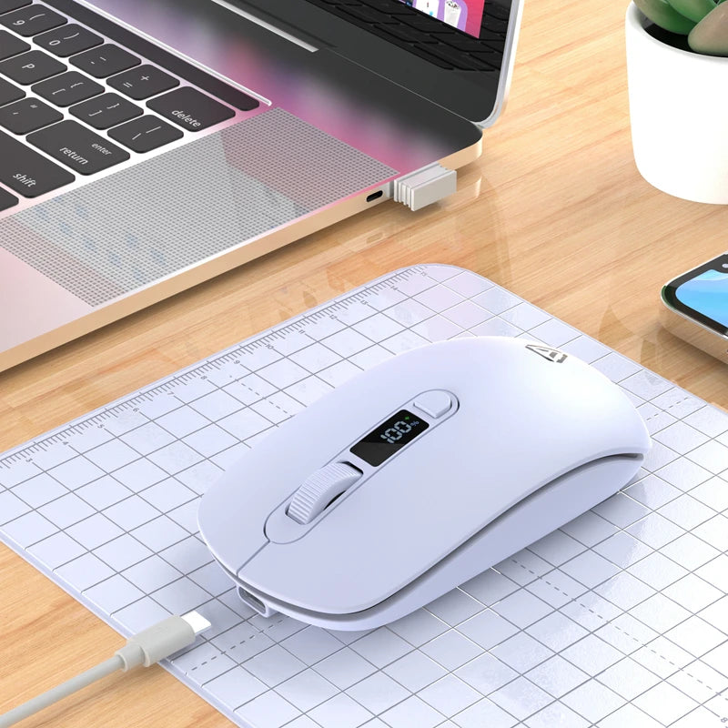 Wireless Mouse Bluetooth 2.4G With Smart Display Silent Portable Silent Click Mouse Rechargeable Office Computers Laptops 2026