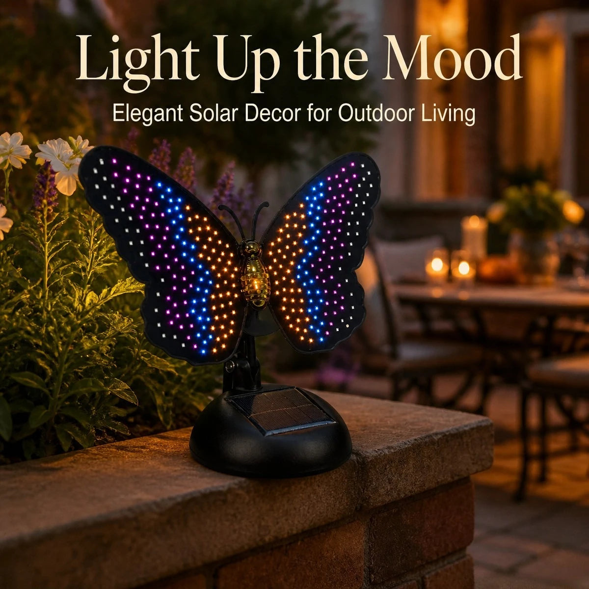 Outdoor Solar Butterfly Lamp 210 LEDs Hanging Wall Fence Art Decoration Solar Landscape Light for Garden Yard Patio Porch