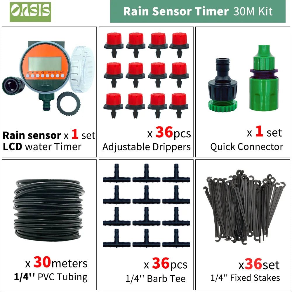 OASIS 50M-5M DIY Drip Irrigation System Automatic Watering Garden Hose Micro Drip Watering Kits with Adjustable Drippers