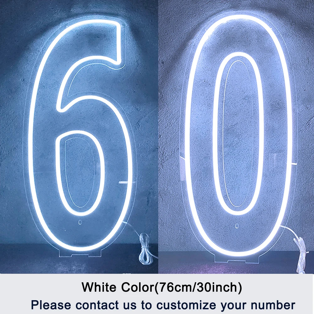 LED Neon Number Sign for Weddings | Customizable Event Lighting 76-100cm number 60 China Mainland Tidesmit