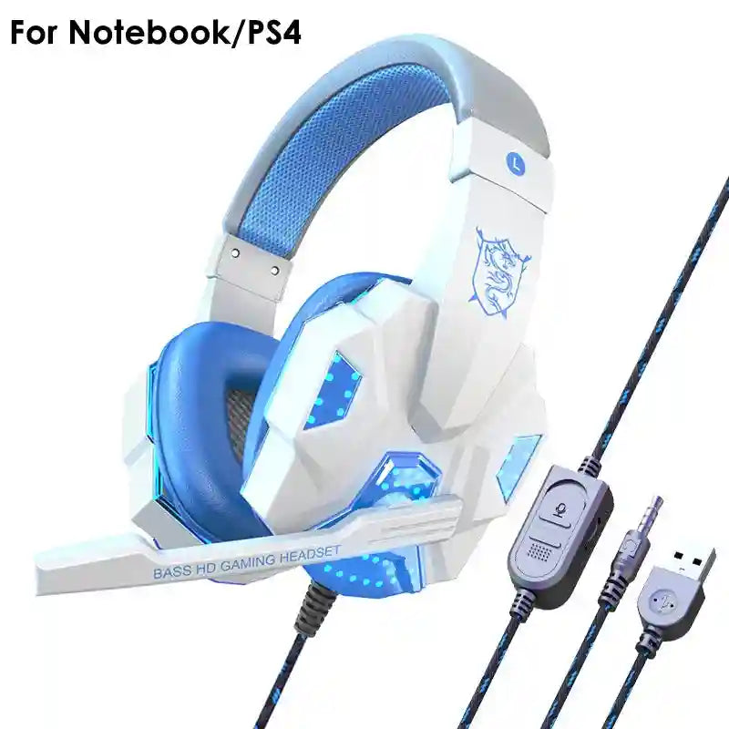 Gaming Headset With Mic: Stereo Noise Cancelling Over-Ear Headphones For Notebook White Tidesmit