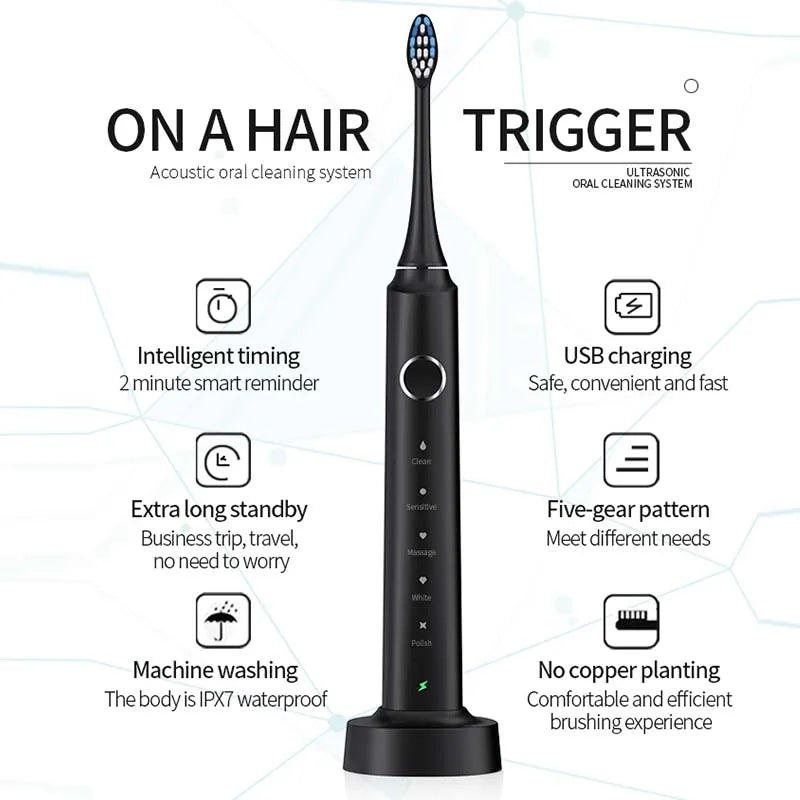 Automatic Electric Toothbrush Six-Speed Adult & Children's Universal Soft Bristle Charging Smart Toothbrush for All Ages