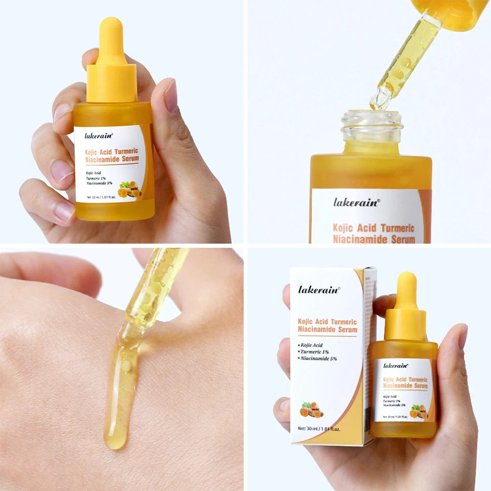 Kojic Acid Turmeric Niacinamide Serum Precise Dropper Design Deep Moisturizing Soothe Skin Brighten Skin Tone Facial Care