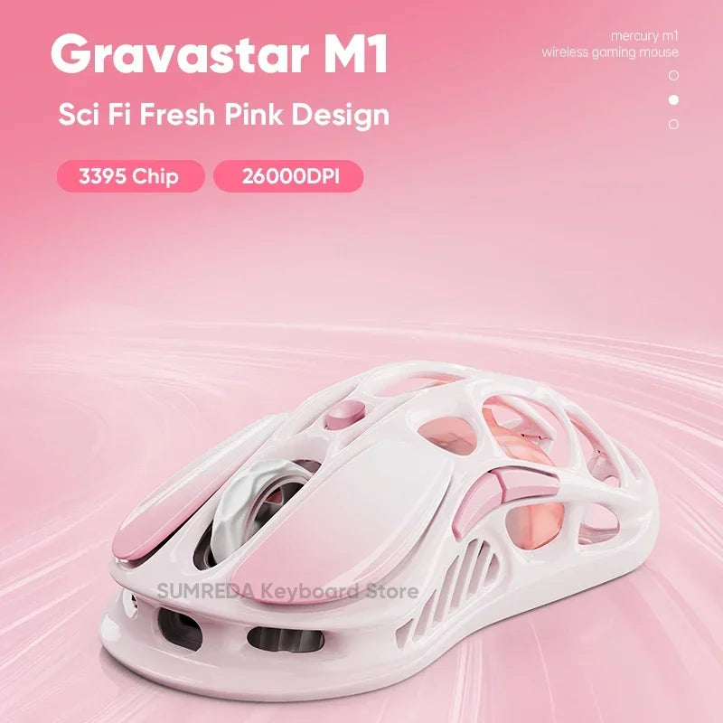GravaStar Mercury M2 M1 Wireless Gaming Mouse Alloy 26000 DPI PAW3395DM Sensor Lightweight Hollowed Out Design RGB E-sports Mice