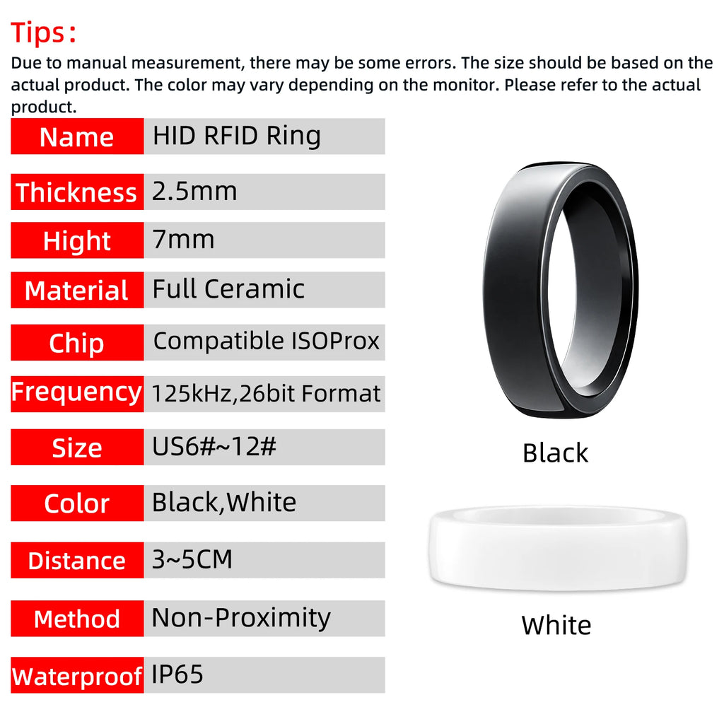 125kHz RFID Access Control Ring - H10301 26-Bit Proximity Wearable Tidesmit