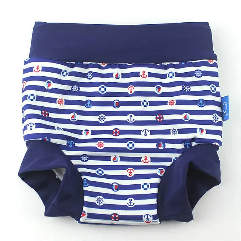 Infant Children Leakproof Swimming Nappies Newborn Baby High Waist Swimming Trunks Baby Boys Girls Cartoon Printed Cloth Diaper