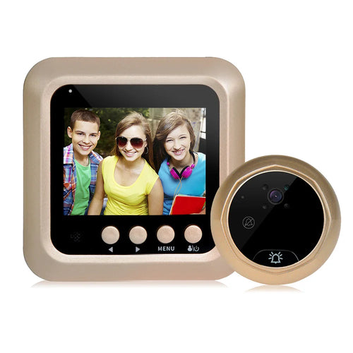 Gold mini video security camera kit with small screen monitor and round outdoor lens unit