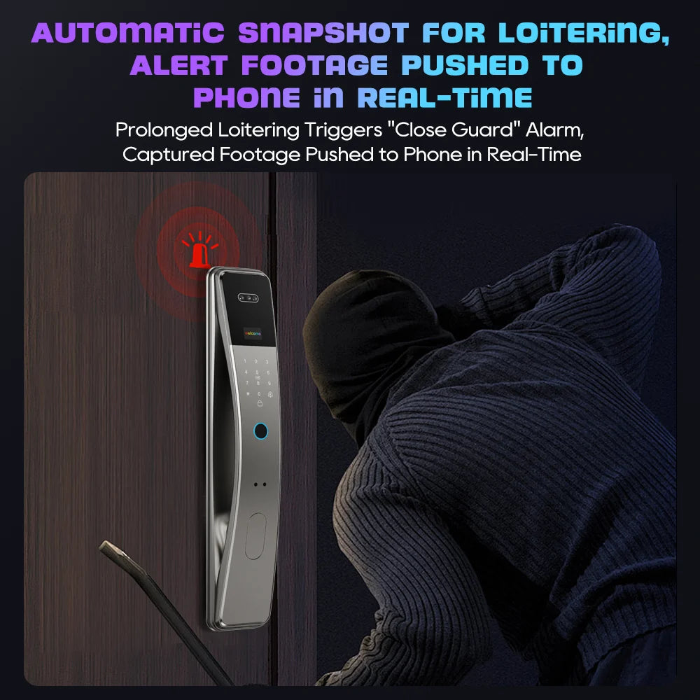 3D Face Recognition Fingerprint Password Smart Door Lock With Camera FIngerprint Password Unlock Keyless Electronic Door Lock