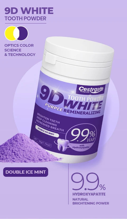Tidesmit 9.9% purple hydroxyapatite teeth whitening powder for deep cleaning and fresh breath dental care