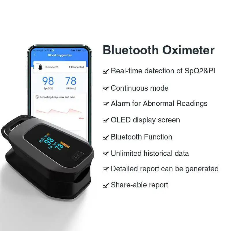 JYHealth Bluetooth APP Control Wireless Portable Oxygen Saturation SPO2 PR Oximetro De Dedo Finger Pulsioximetro pulse Oximeter