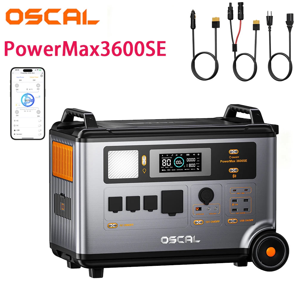 Oscal PowerMax3600SE Portable Power Station 3600W Solar Generator 3600Wh LiFePO4 Battery 14 Outlets Morse Code For Emergency Use No parallel operation function