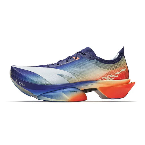 Anta C10 PRO 2 Xu Beihong horse marathon sneakers: blue-to-orange gradient mesh, sculpted sole, sleek racing design.