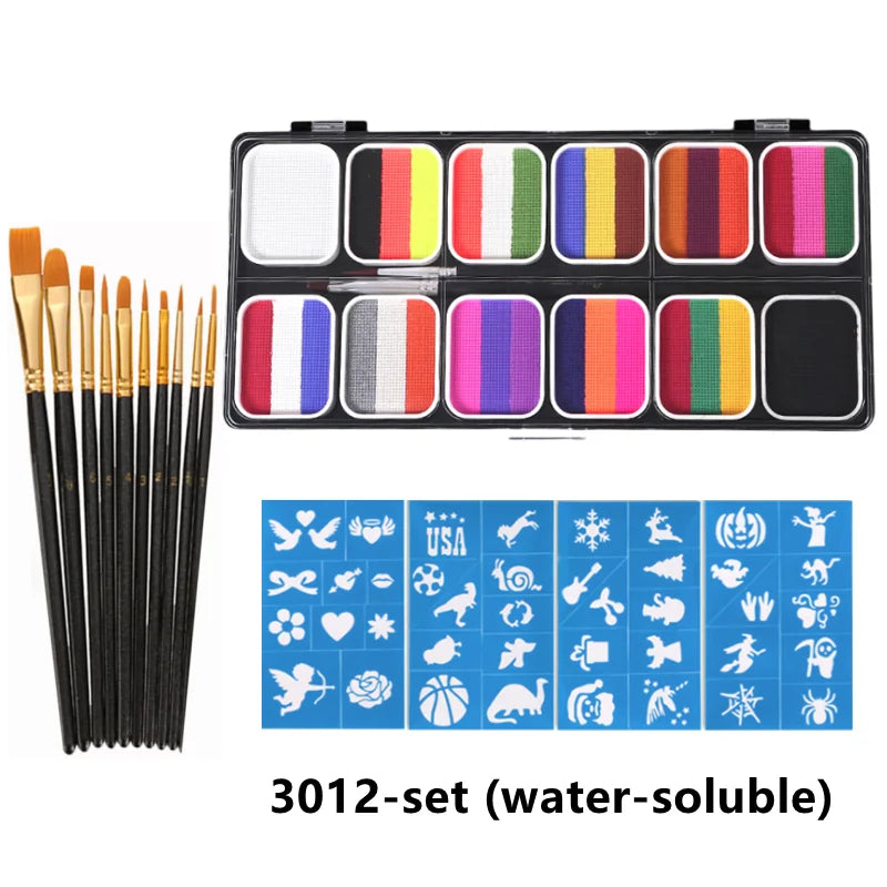 Tidesmit 12 color water-soluble face and body paint palette for Halloween cosplay party makeup detail view