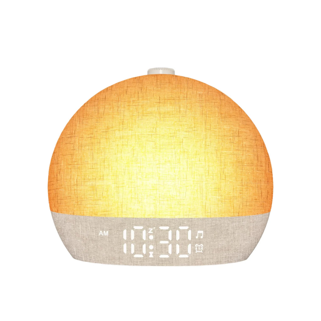Wake Up Lights Sunrise Alarm Clock Dimmable Night Light White Noise Sound Machine with 30 Soothing Sounds for Heavy Sleeper Gift