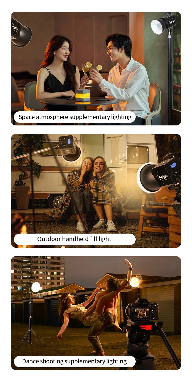 LED Video Light 60-80W Bi-Color Studio Lighting for Content Creators Tidesmit