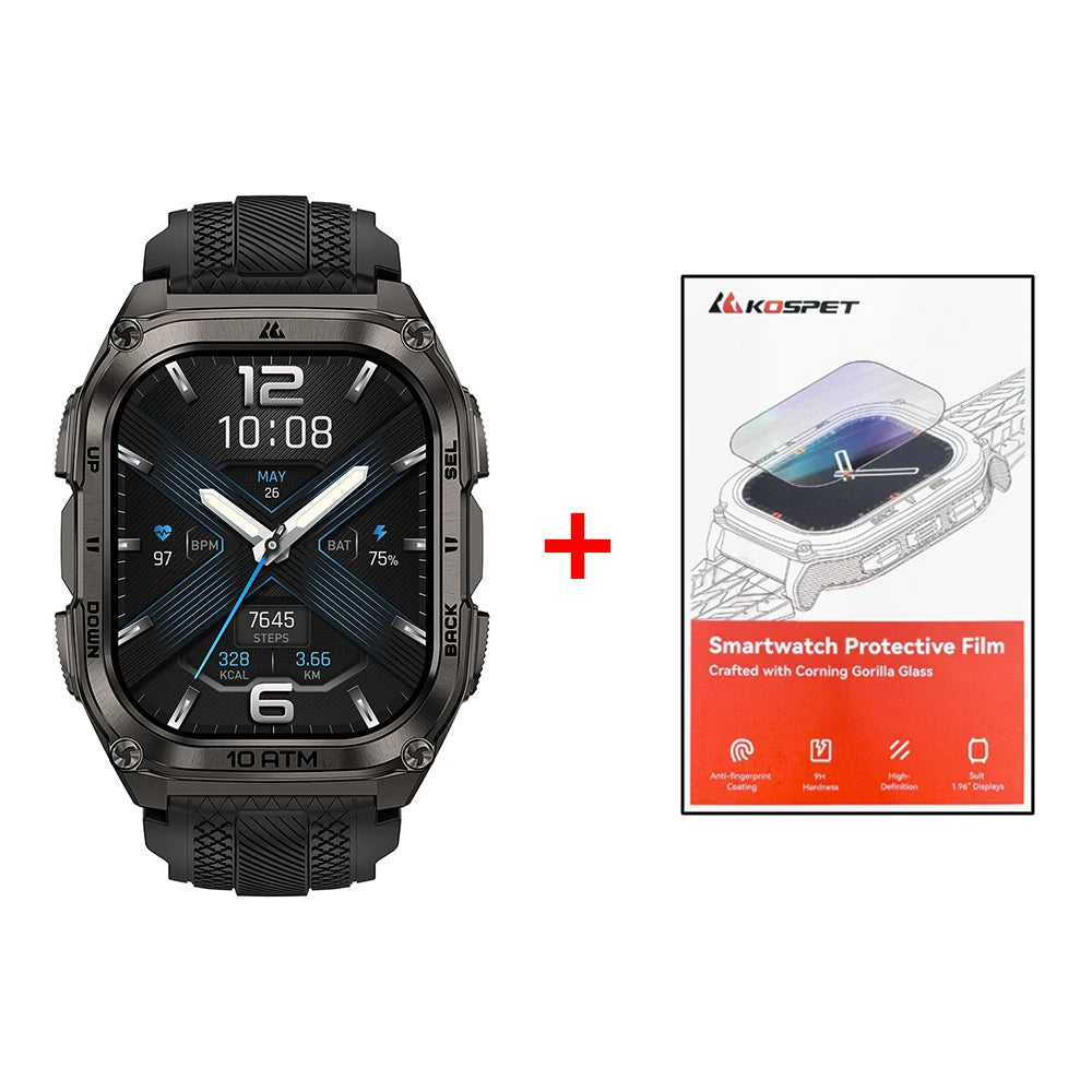 2025 KOSPET Tank M4 Rugged Smart Watch Stainless Steel GPS Offline Maps 10ATM 45M Freediving 24/7 Health Monitor for Android iOS