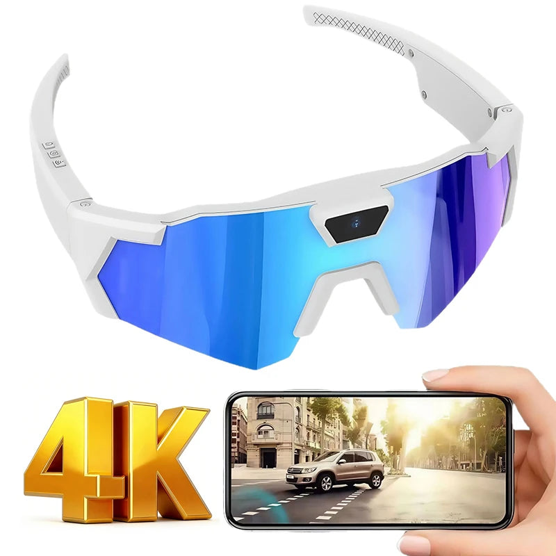 Smart Cycling Glasses with HD Camera - Windproof Sports Eye Protection Ice blue lens type A Tidesmit