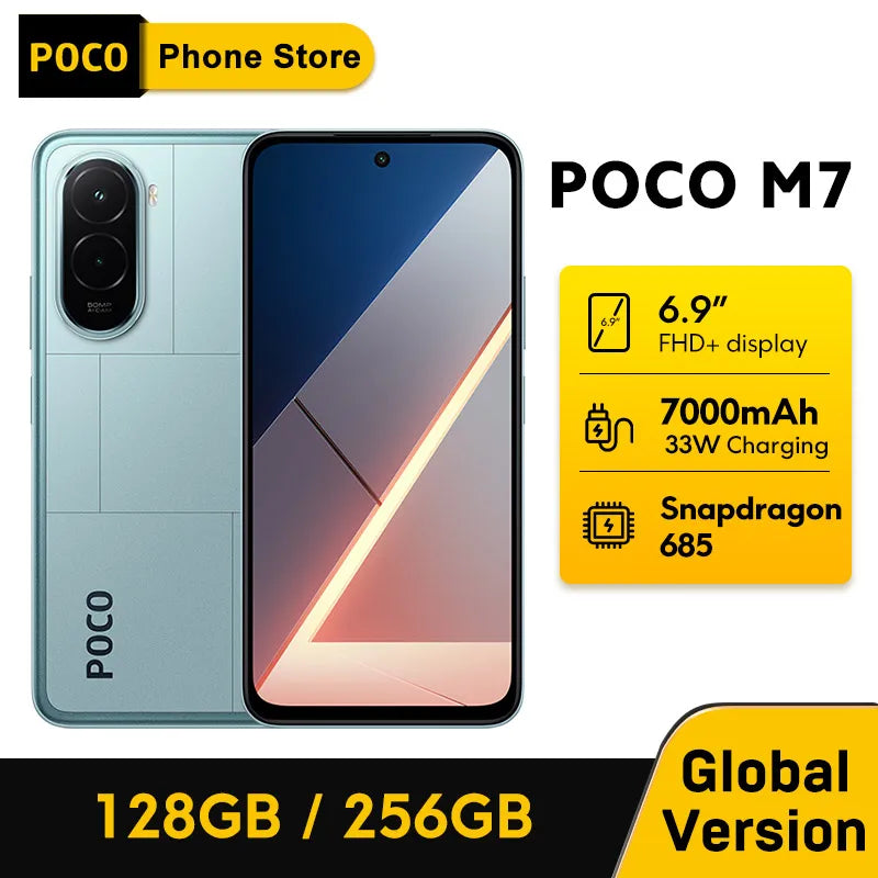 POCO M7 Global Version Smartphone Snapdragon 685 6.9-inch 144Hz FHD+ Display 7000mAh Battery NFC 33W Fast Charging NFC