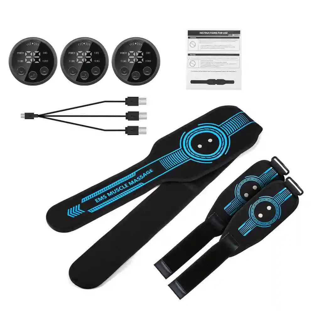 EMS Muscle Stimulator Belt | Rechargeable Electric Abdominal Trainer Massage Roller Tidesmit