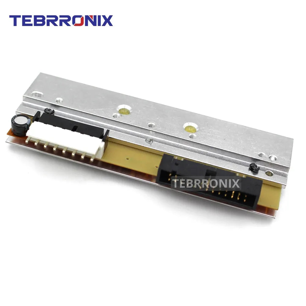 Thermal printhead with exposed black connector and gold contacts on metal frame