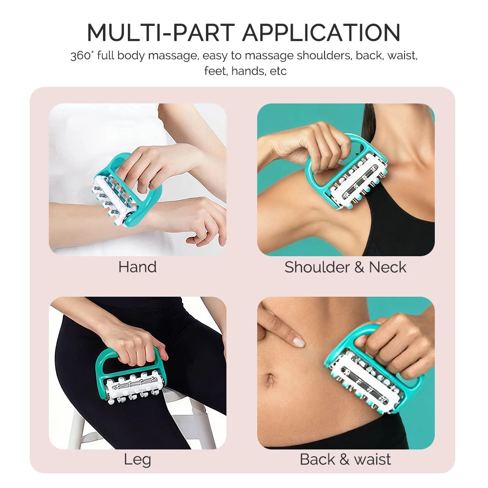 Handheld Cellulite Massager with 360° Rotating Roller - Green Back Massage Instrument Tidesmit