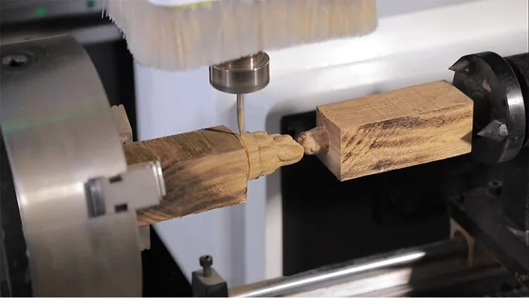 The four-axis side rotating CNC woodworking carving machine is suitable for hollow carving and relief carving with fixed fixture