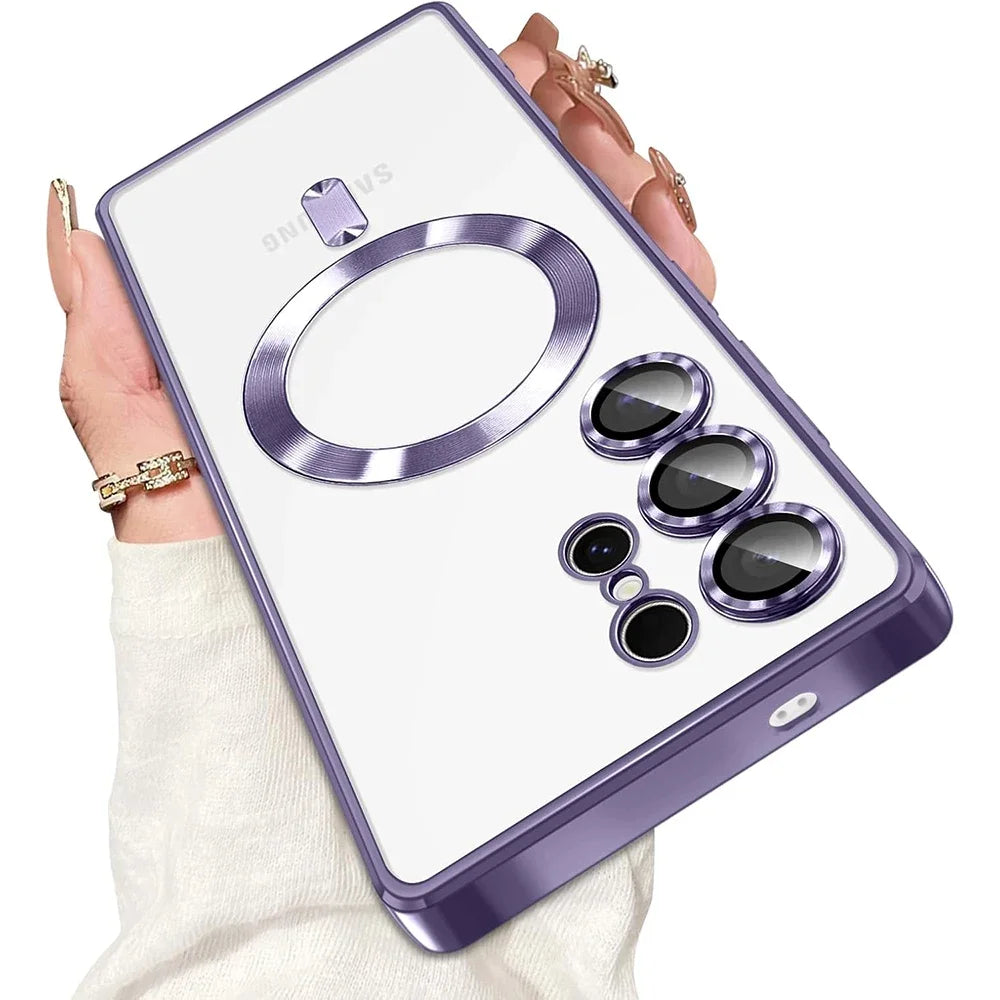 Magnetic Phone Case for Samsung Galaxy S26 Ultra - Shock-Absorbing Plating Dark Purple Tidesmit
