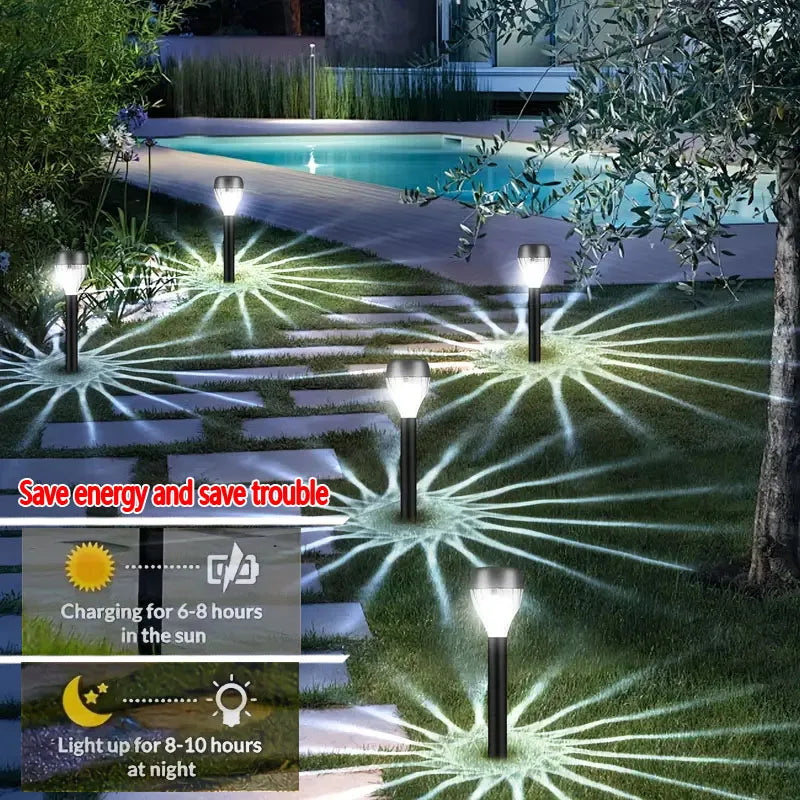 12Pcs Solar-Powered Outdoor New Style Stick Lights, Lawn Lights, Warm Light/White Light Led Lighting, Garden Lights, Path Lights, Suitable for Sidewalks, Patios, Yards, Villa Gardens, and Ground-Inserted Lights