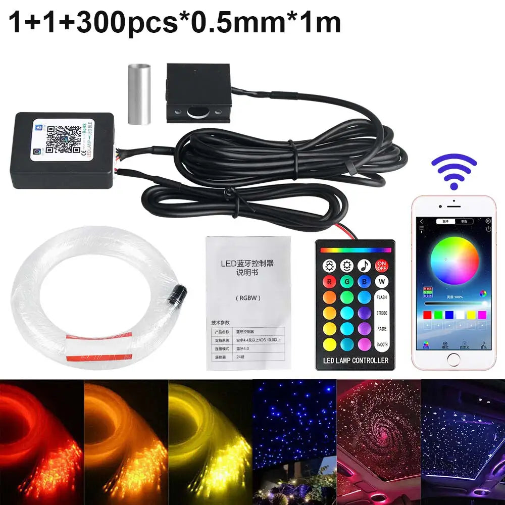 Fiber Optic Star Ceiling Kit - RGBW LED Car Roof Light System package C Tidesmit