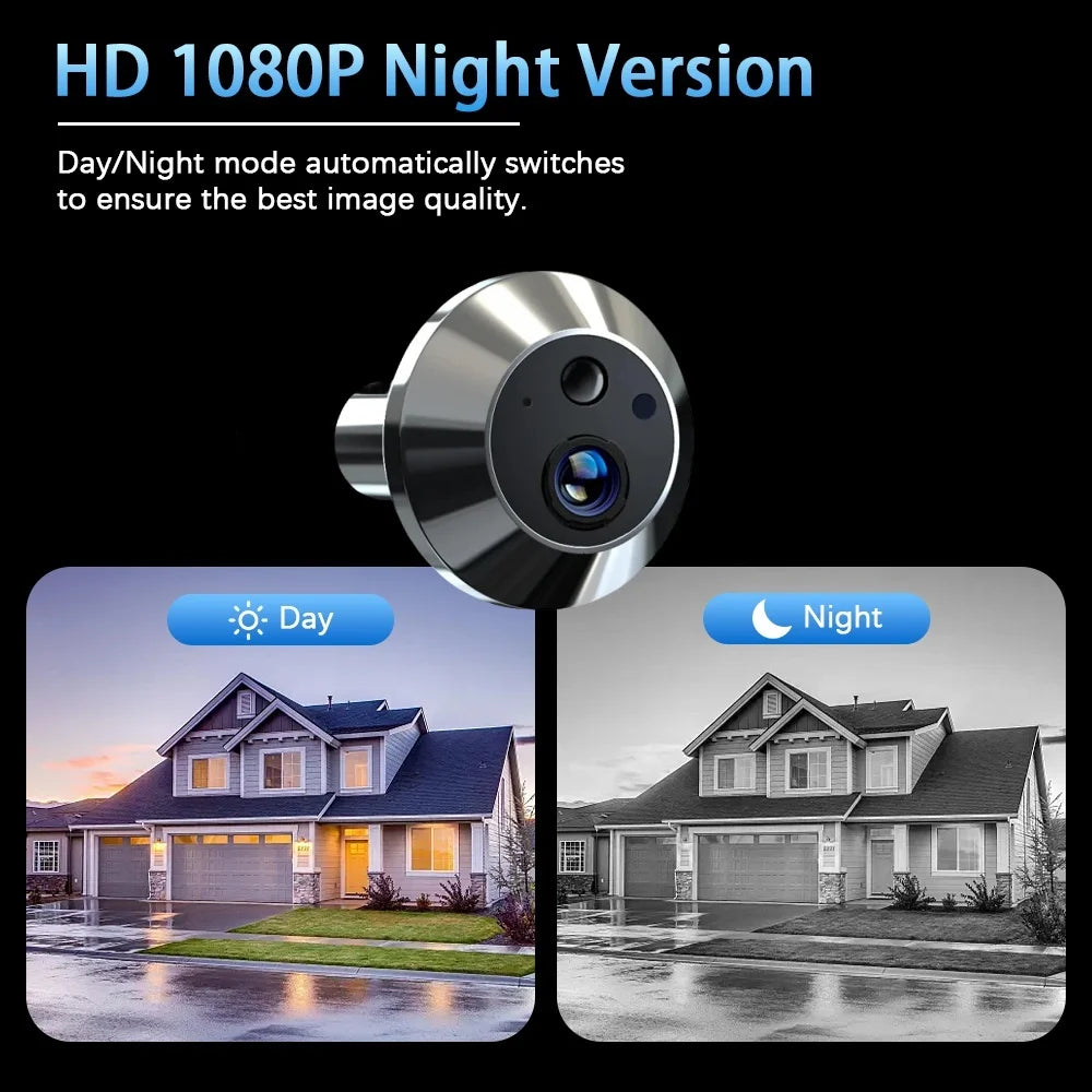 4.3inch Digital Access Control Video Doorbell Battery-Mini Wifi Electronic Cat Eye Night Vision1080P Auto Sensor Door Eye Camera