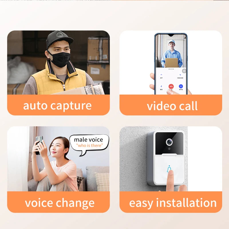 1080P WiFi Video Doorbell Smart Home Wireless Intercom PIR Outdoor Waterproof Night Vision Camera Doorbell