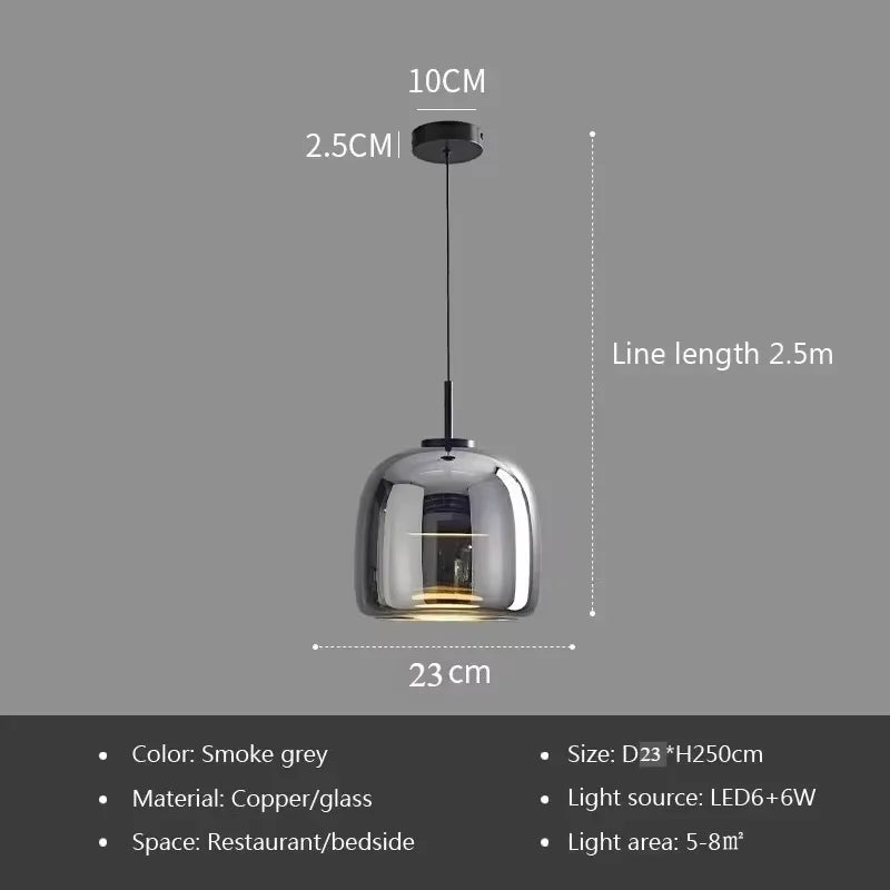 Modern Nordic Glass Ring Light | LED Adjustable Pendant Fixture 23CM SG Warm light Tidesmit